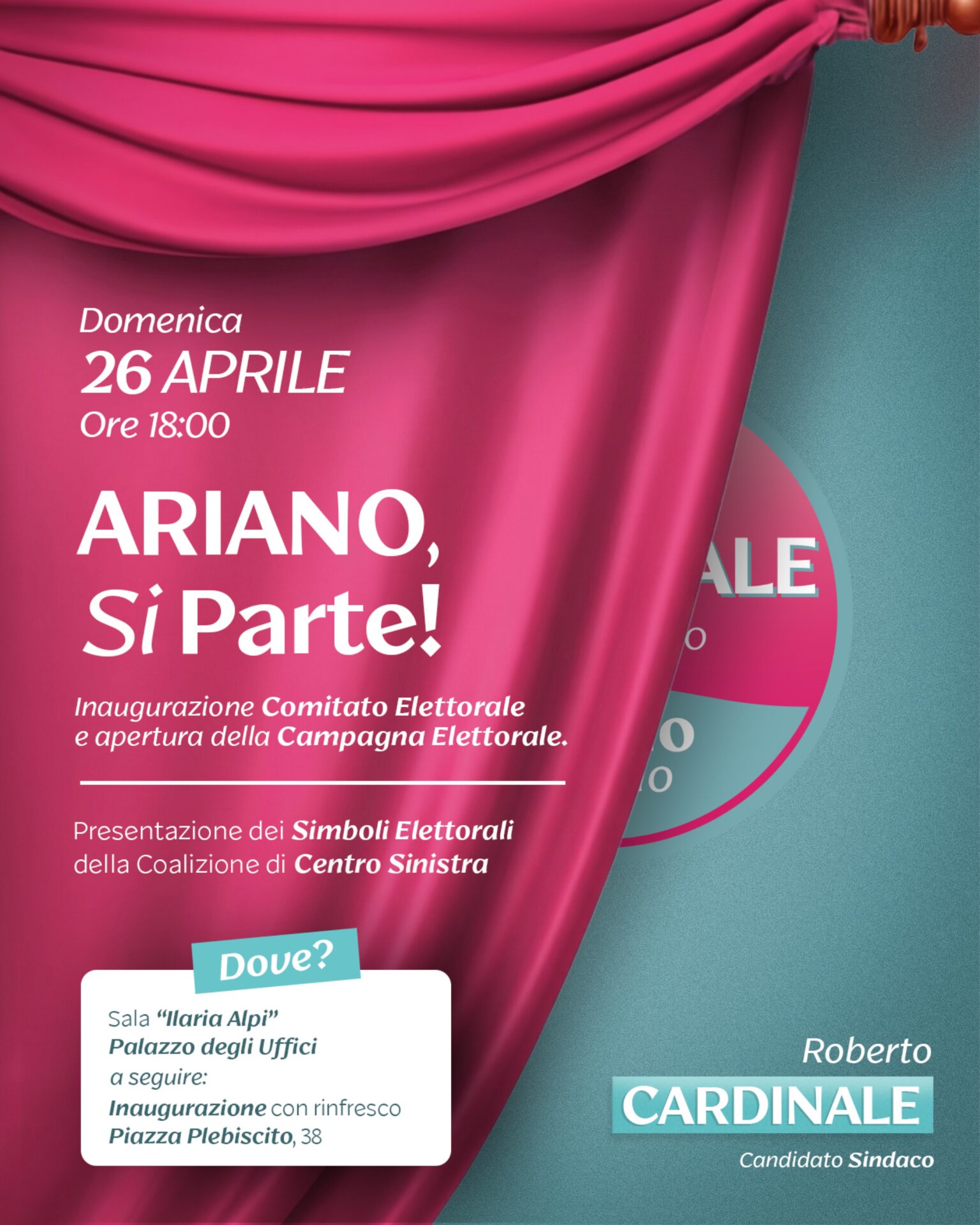 Elezioni Ariano – Roberto Cardinale presenta la coalizione e inaugura il comitato elettorale