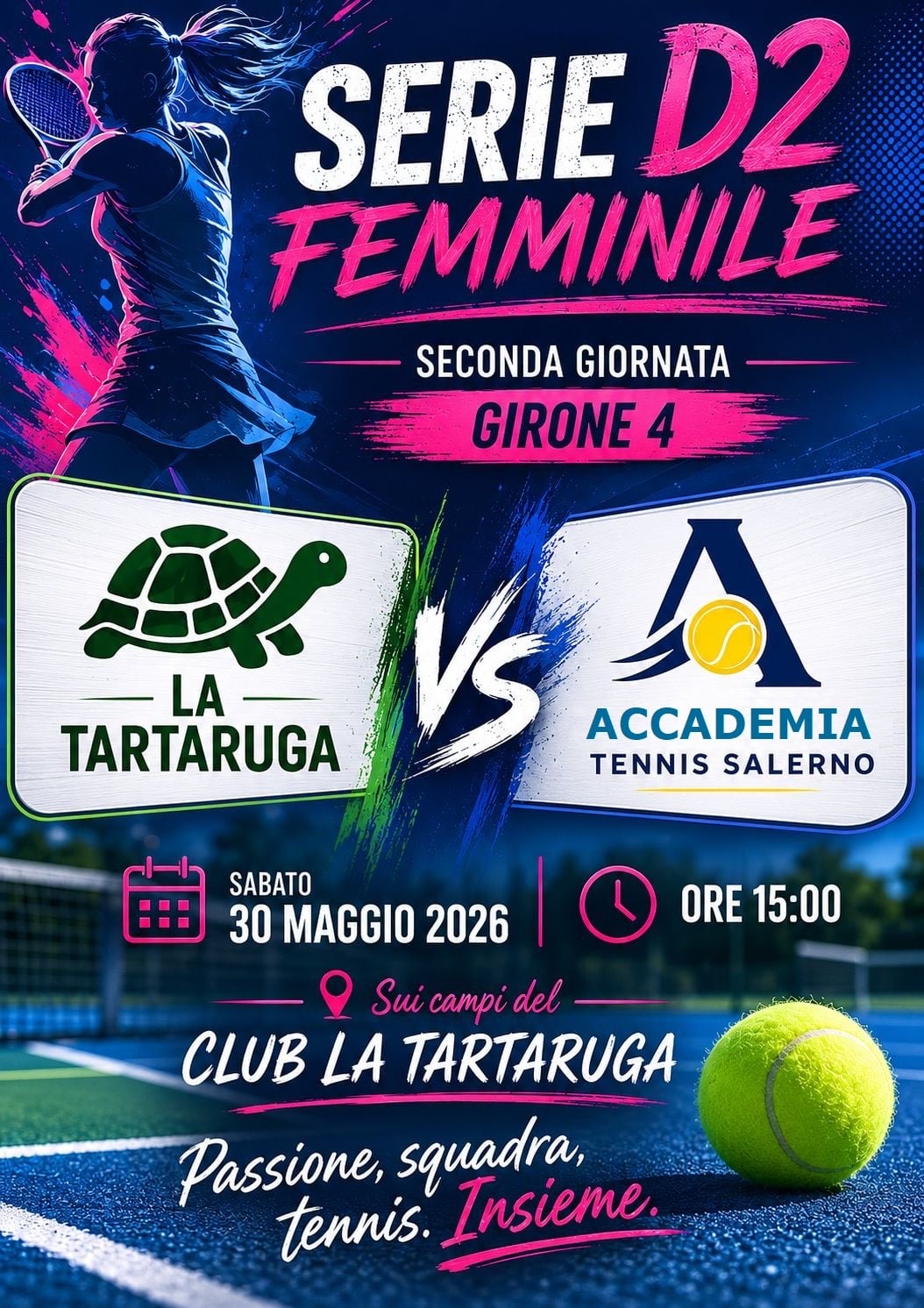 Tennis – Serie D2 Femminile, La Tartaruga ospita l’Accademia Tennis Salerno