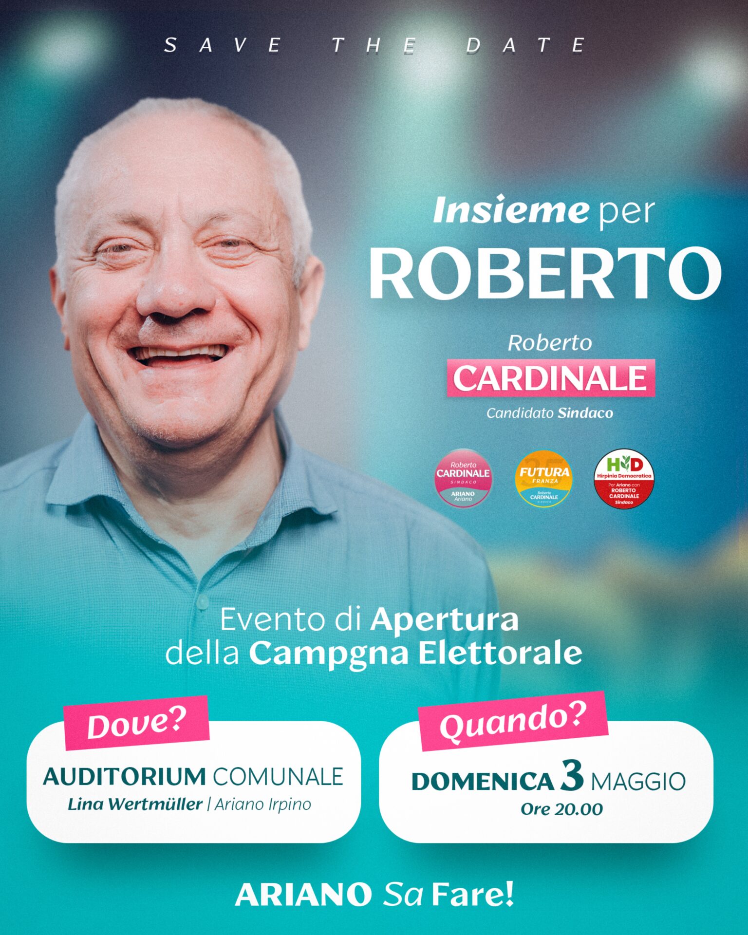 Elezioni Ariano – Il centrosinistra a sostegno di Roberto Cardinale